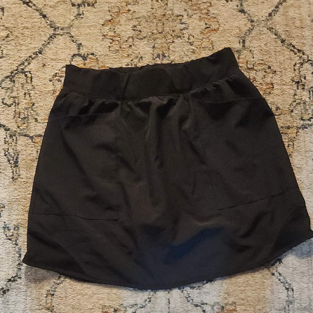 Black Skort Skirt With Pockets Side Mesh